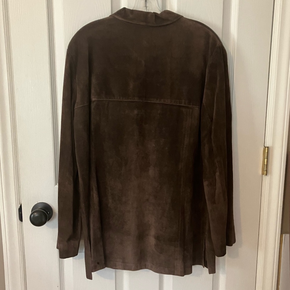 Liz Claiborne Collection Brown Suede Shirt Jacket Sz L - Picture 3 of 9